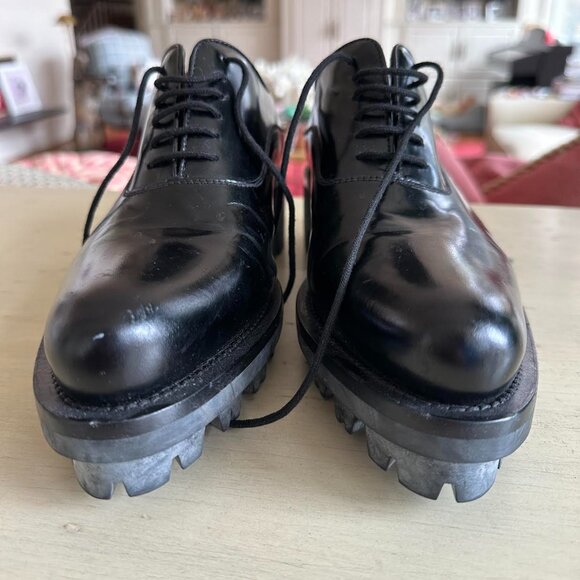 Prada Leather Oxfords Black Women's Size 37 (IT) - Picture 2 of 6